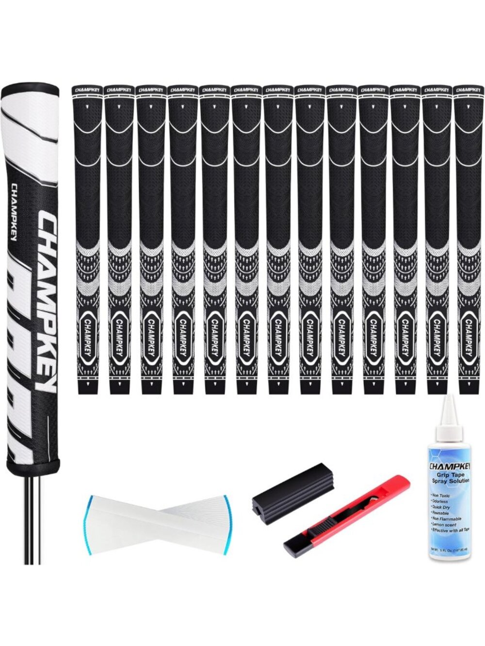 Soft Rubber Golf Grips Set - 13 Pack with Putter Grip & Repair Kit for Golfers